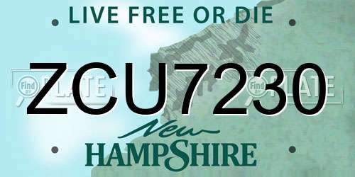 ZCU7230 New Hampshire License Plate