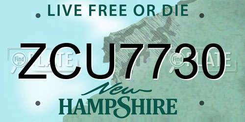 ZCU7730 New Hampshire License Plate