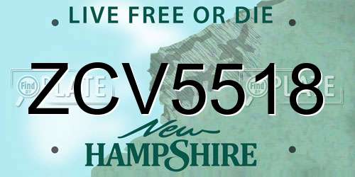 ZCV5518 New Hampshire License Plate