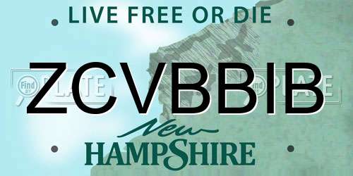 ZCVBBIB New Hampshire License Plate