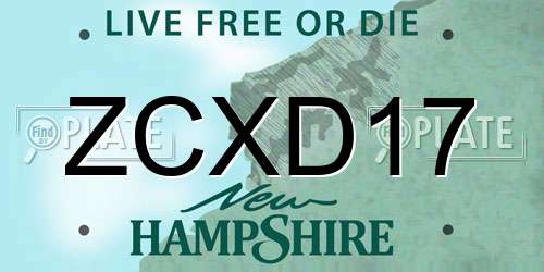 ZCXD17 New Hampshire License Plate