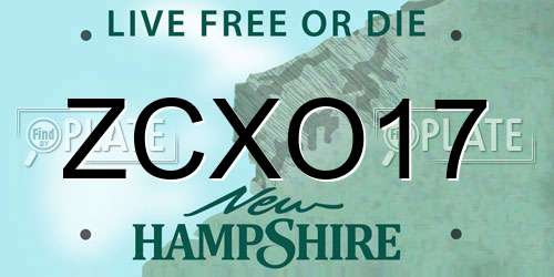 ZCXO17 New Hampshire License Plate