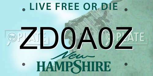 ZD0A0Z New Hampshire License Plate