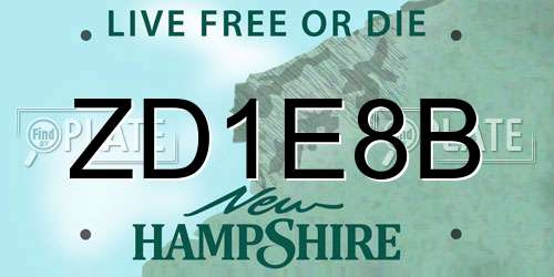 ZD1E8B New Hampshire License Plate