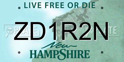 ZD1R2N New Hampshire License Plate