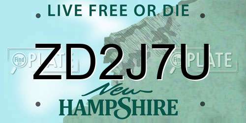 ZD2J7U New Hampshire License Plate