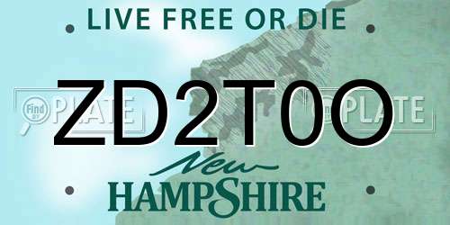 ZD2T0O New Hampshire License Plate