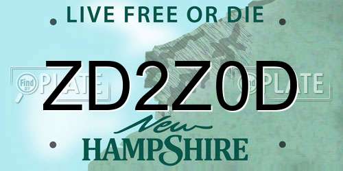 ZD2Z0D New Hampshire License Plate