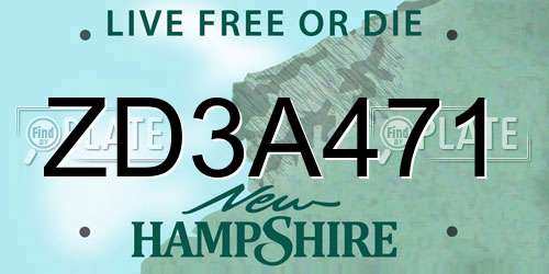 ZD3A471 New Hampshire License Plate