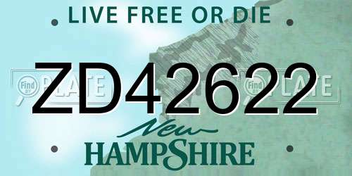 ZD42622 New Hampshire License Plate
