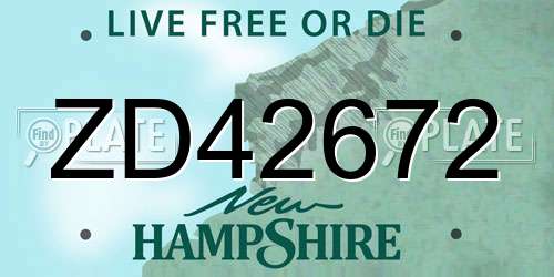 ZD42672 New Hampshire License Plate