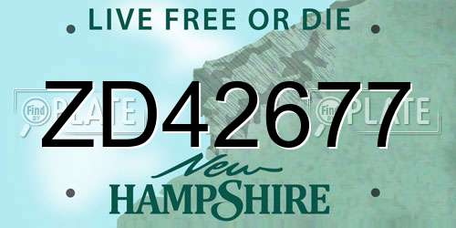 ZD42677 New Hampshire License Plate