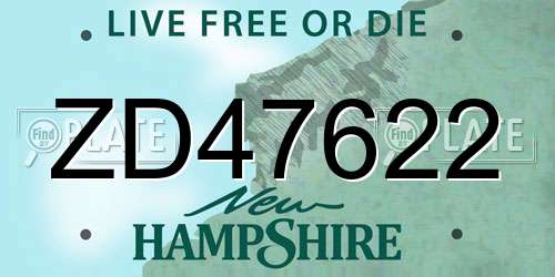 ZD47622 New Hampshire License Plate