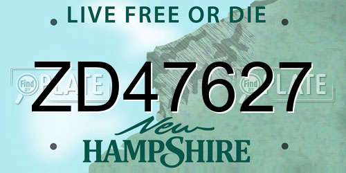 ZD47627 New Hampshire License Plate