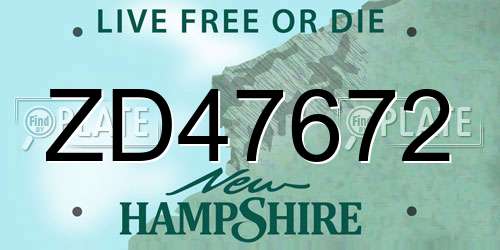 ZD47672 New Hampshire License Plate
