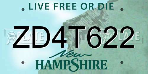 ZD4T622 New Hampshire License Plate