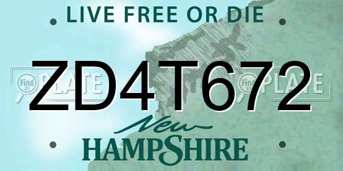 ZD4T672 New Hampshire License Plate