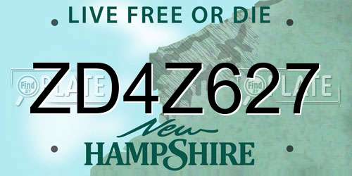 ZD4Z627 New Hampshire License Plate