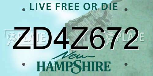 ZD4Z672 New Hampshire License Plate