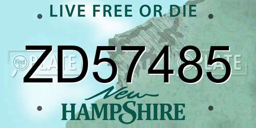ZD57485 New Hampshire License Plate