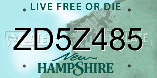 ZD5Z485 New Hampshire License Plate