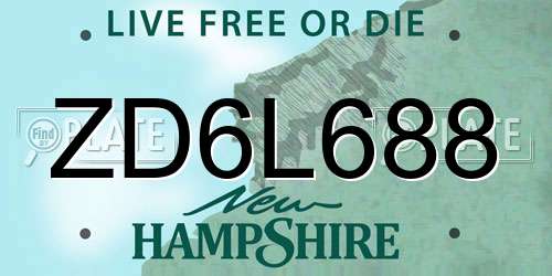 ZD6L688 New Hampshire License Plate