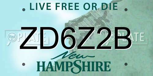 ZD6Z2B New Hampshire License Plate