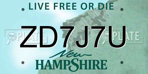 ZD7J7U New Hampshire License Plate