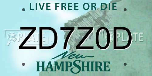 ZD7Z0D New Hampshire License Plate