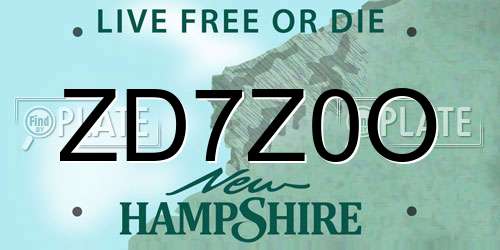 ZD7Z0O New Hampshire License Plate