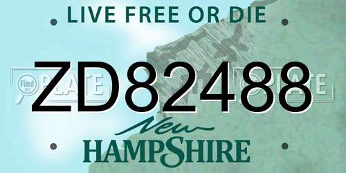ZD82488 New Hampshire License Plate