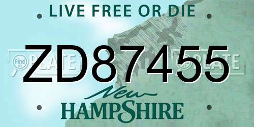 ZD87455 New Hampshire License Plate