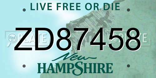 ZD87458 New Hampshire License Plate