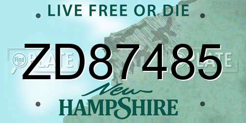 ZD87485 New Hampshire License Plate