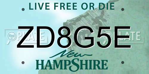 ZD8G5E New Hampshire License Plate