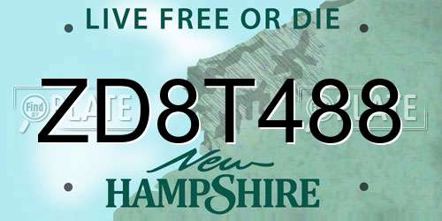ZD8T488 New Hampshire License Plate