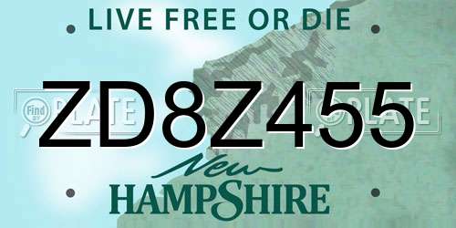 ZD8Z455 New Hampshire License Plate