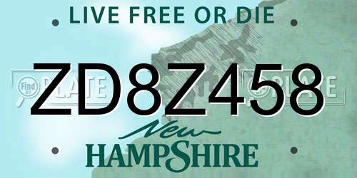 ZD8Z458 New Hampshire License Plate