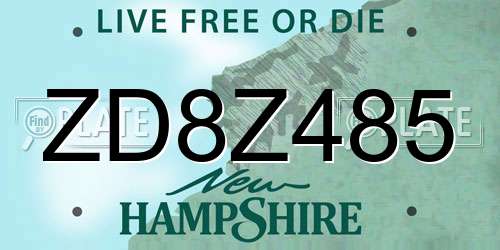 ZD8Z485 New Hampshire License Plate