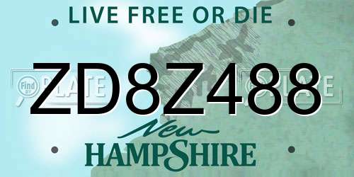 ZD8Z488 New Hampshire License Plate