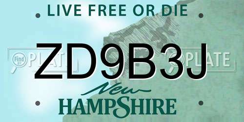ZD9B3J New Hampshire License Plate