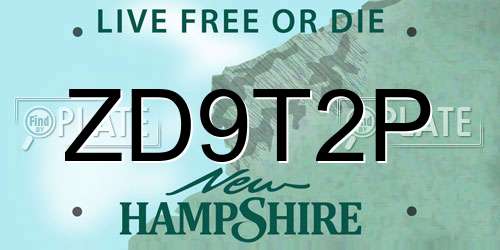 ZD9T2P New Hampshire License Plate