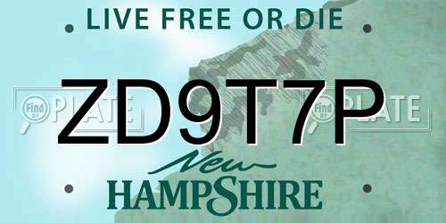 ZD9T7P New Hampshire License Plate