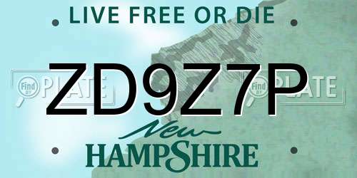 ZD9Z7P New Hampshire License Plate
