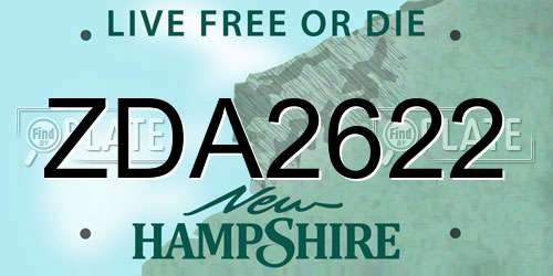 ZDA2622 New Hampshire License Plate