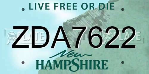 ZDA7622 New Hampshire License Plate