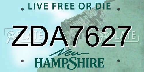 ZDA7627 New Hampshire License Plate