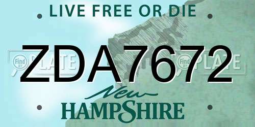 ZDA7672 New Hampshire License Plate