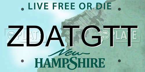 ZDATGTT New Hampshire License Plate