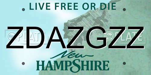 ZDAZGZZ New Hampshire License Plate